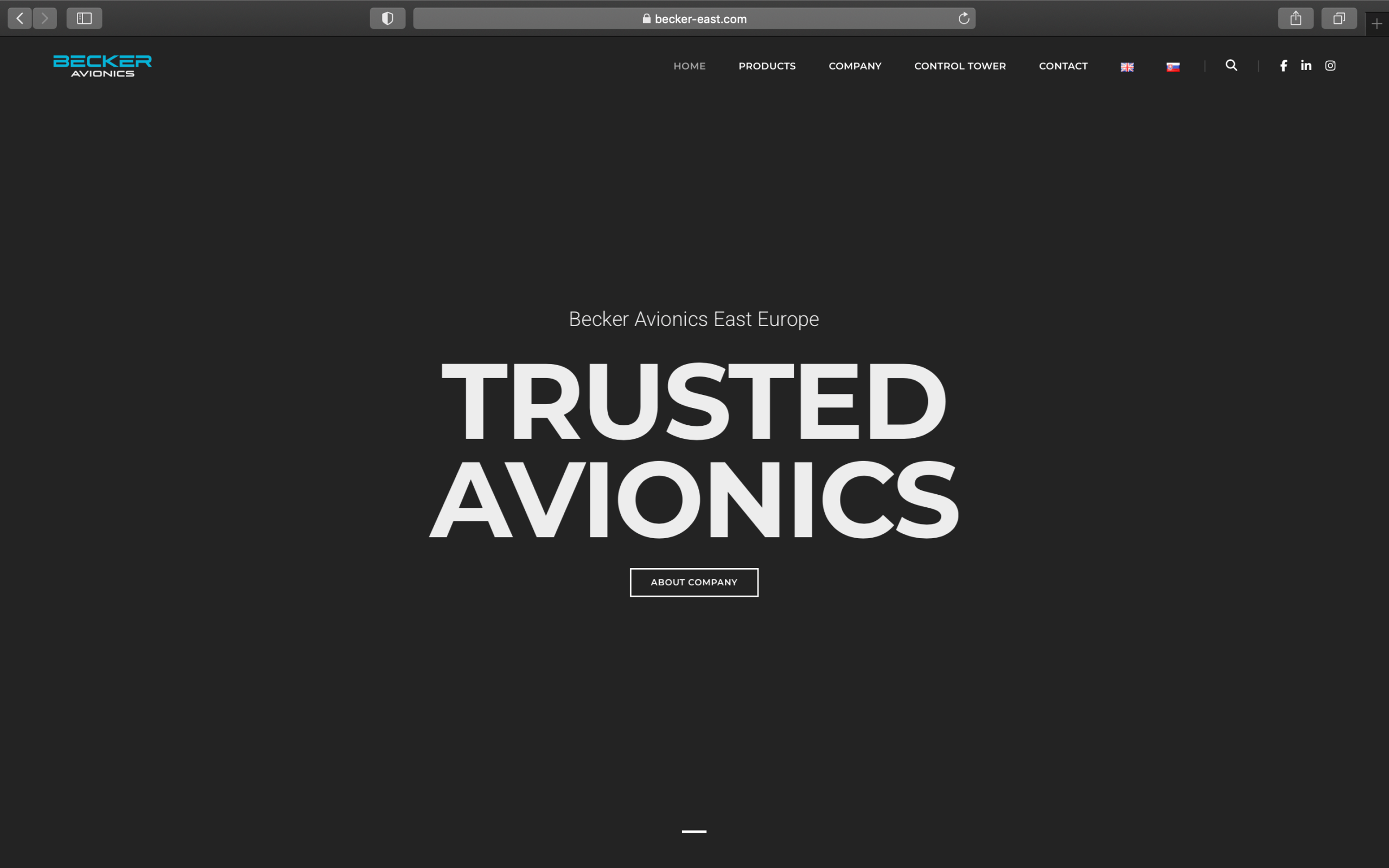 Skyneq Project - Becker Avionics East Europe Web Frame Presentation Safari - 01